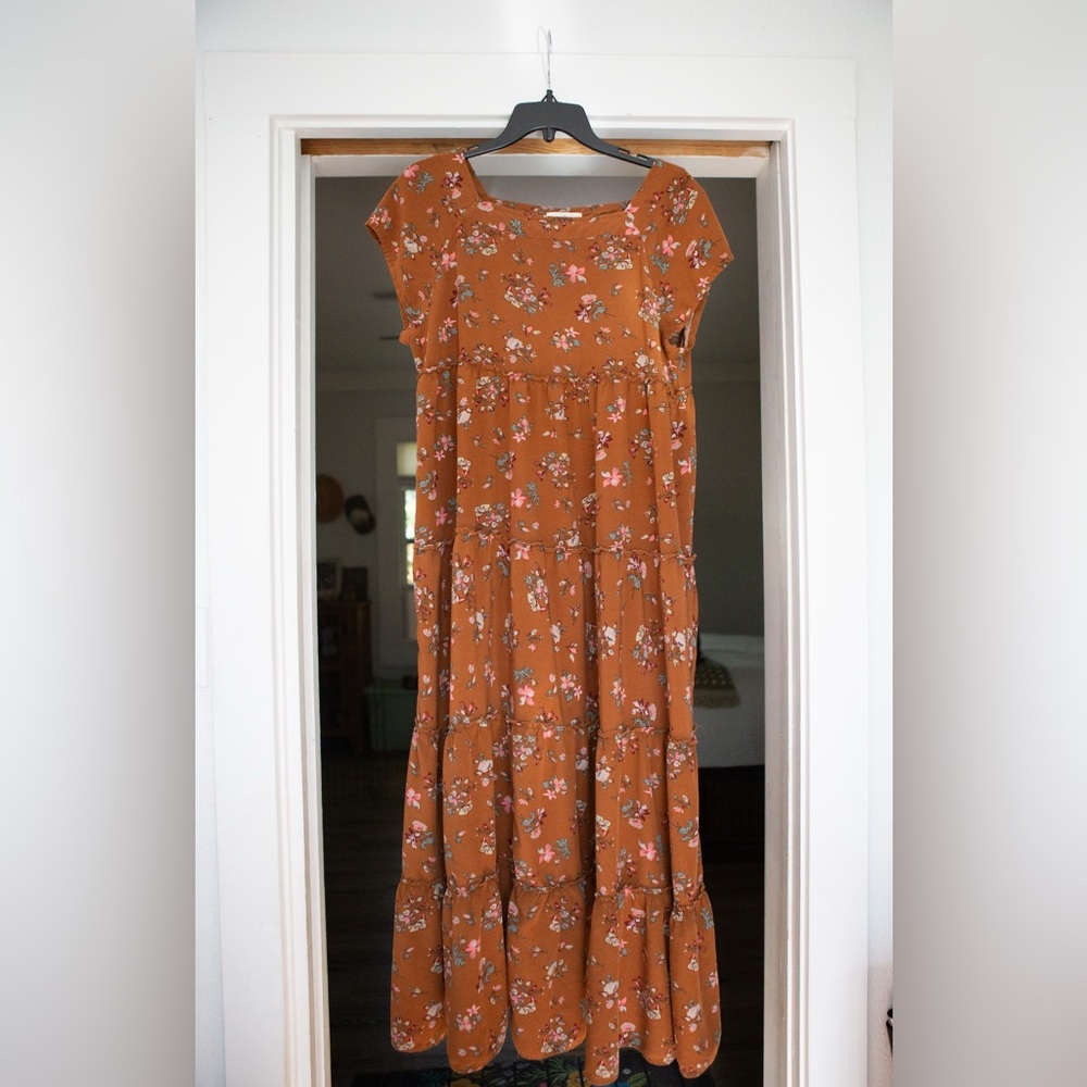 Natural Life Berkley Maxi Dress in Brown Bouquets